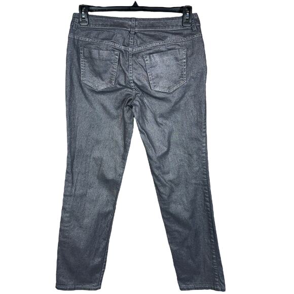 Chico’s Platinum SZ 0 (Small) Pants Mid-Rise Pockets Zip-Fly Shiny Silver Gray - Picture 4 of 8